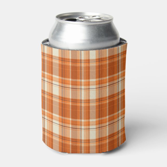 Orange plaid can cooler (Can Front)