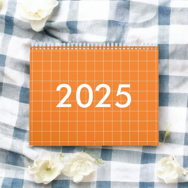 Orange Plaid Chequered Pattern Calendar (Creator Uploaded)
