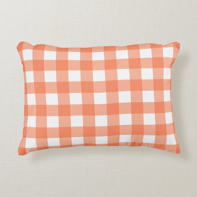 Orange Plaid Decorative Cushion (Front)