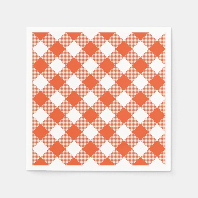 Orange Plaid Fall Country Pattern Napkin (Front)