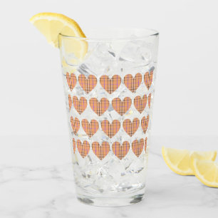 Orange Plaid Flannel Heart Glass