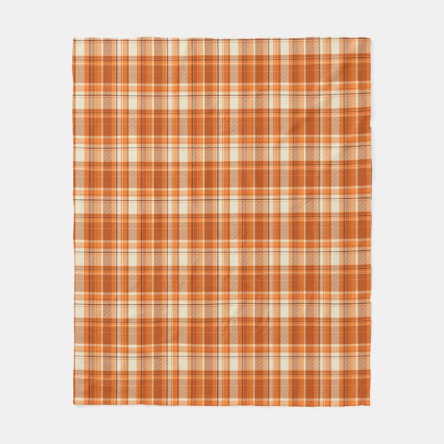 Orange plaid fleece blanket (Front)