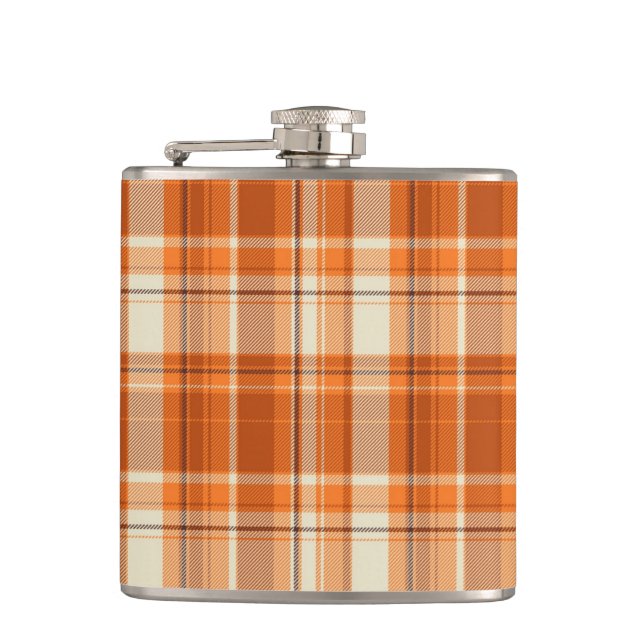 Orange plaid hip flask (Front)
