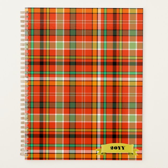 Orange Plaid Personalised Day Planner (Front)