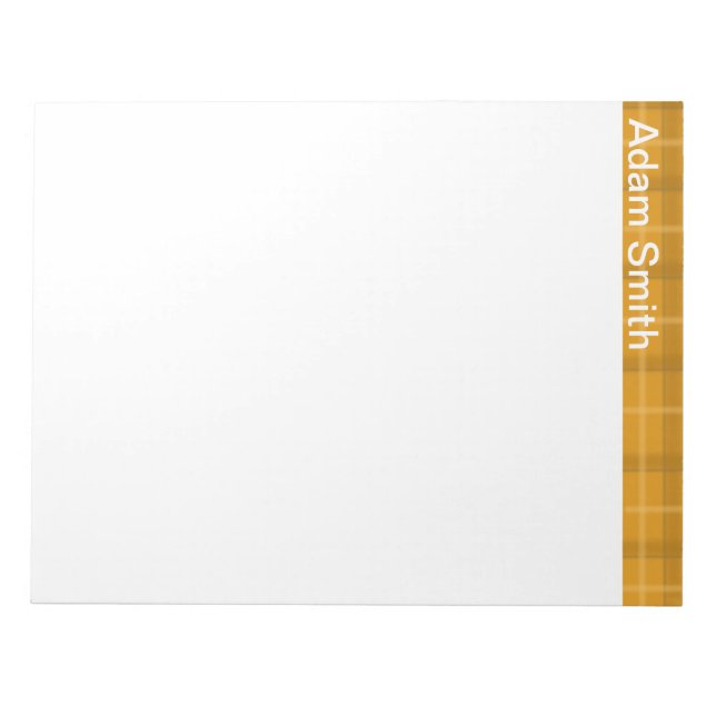 Orange Plaid Personalised Notepad (Front)