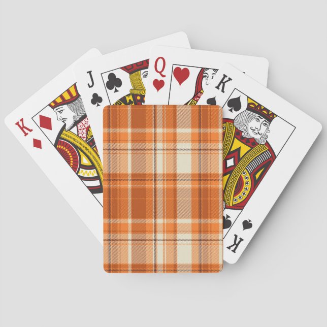 Orange plaid playing cards (Back)