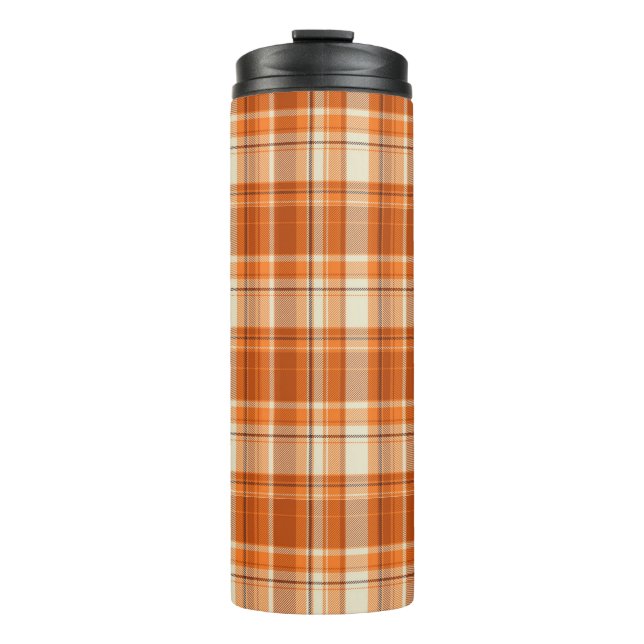 Orange plaid thermal tumbler (Front)