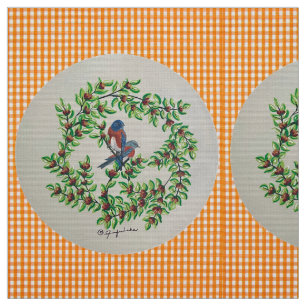 Orange plaid Western Bluebird Fabric