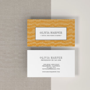 Orange   Plain Elegant Linen Look Professional   Business Card