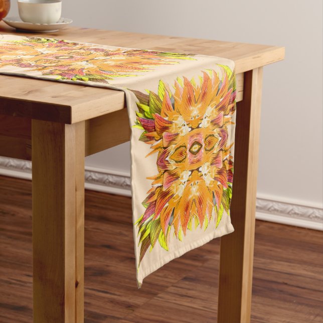 ORANGE PLANT - Digital Fractal Art - Long Table Runner (In Situ)
