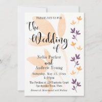 Orange & Plum Leaves Pretty Typography Wedding