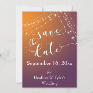Orange Plum Ombre & Light Strings Save the Date