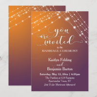 Orange Plum Ombre & Light Strings Wedding, b