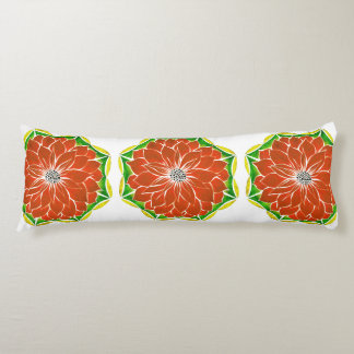 ORANGE POINSETTIA Design Body Cushion