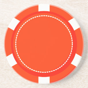 Orange Poker Chip Sandstone Coaster