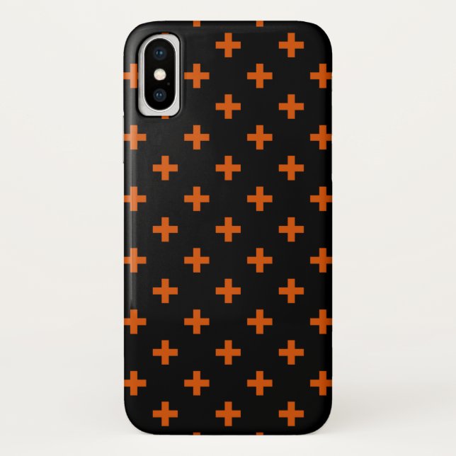 Orange polka crosses on black Case-Mate iPhone case (Back)