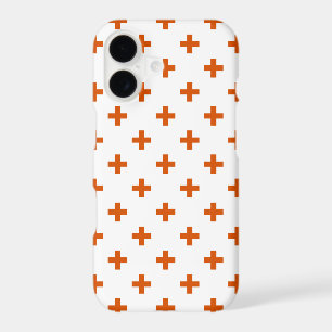 Orange polka crosses on white