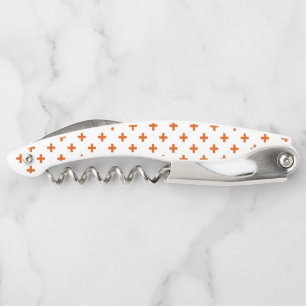 Orange polka crosses on white corkscrew