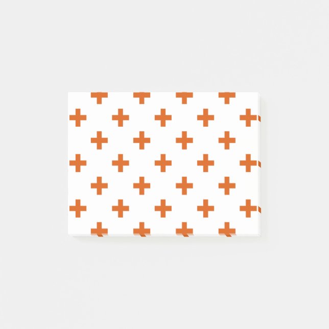 Orange polka crosses on white post-it notes (Front)