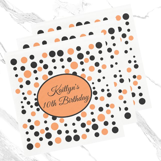 Orange Polka Dot Birthday Napkin (Creator Uploaded)