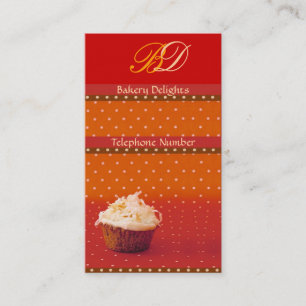 Orange Polka Dot Cupcake Business Cards