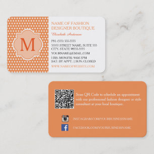 Orange Polka Dot Fashion Boutique Business Card