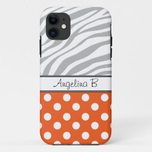Orange Polka Dot Light Zebra Print iPhone 5 Case