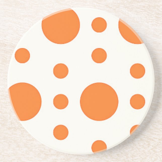Orange Polka Dot Retro Design Coaster (Front)
