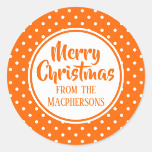 Orange Polka Dots Christmas Stickers