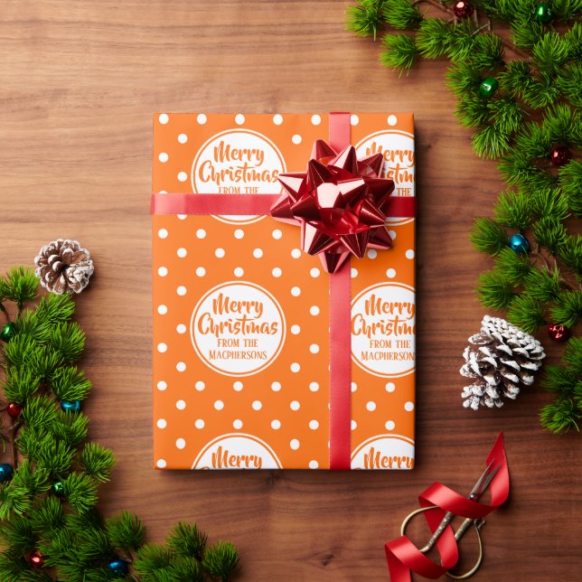 Orange Polka Dots Christmas Wrapping Paper (Holiday Gift)