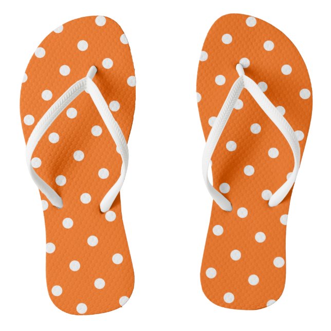 Orange Polka Dots Flip Flops (Footbed)