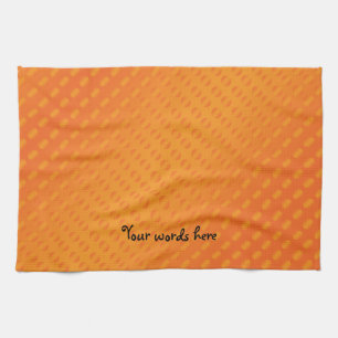 Orange polka dots on orange background tea towel