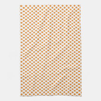 Orange Polka Dots on White Tea Towel