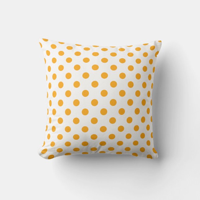 Orange Polka Dots Pattern on White Background Cushion (Front)