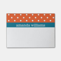 Orange Polka Dots with Blue Stripe