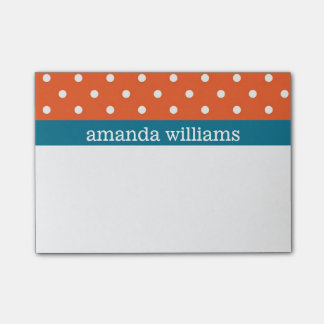 Orange Polka Dots with Blue Stripe Post-it Notes