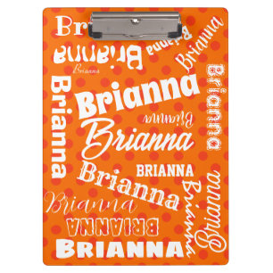 Orange Polka Dotted, Personalised Name, Word Art Clipboard