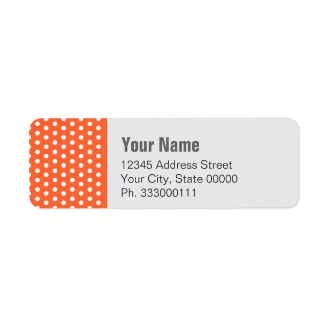 Orange Polkadot Return Address Label (Front)
