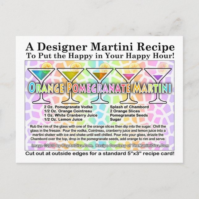Orange Pomegranate Martini Recipe Postcard (Front)