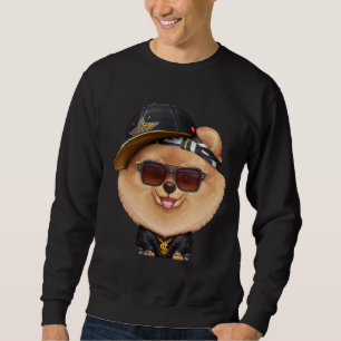 Orange Pomeranian Hip Hop Super Star Sweatshirt