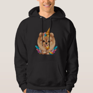 Orange Pomeranian Ice Cream Unicorn Hoodie
