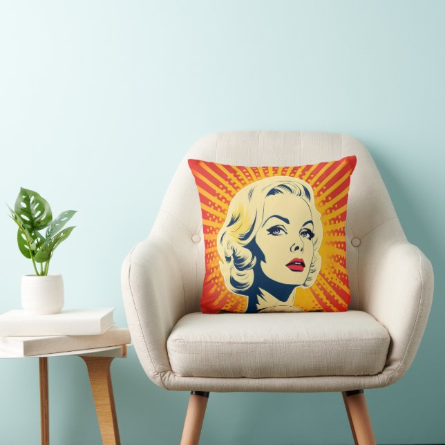 Orange Pop Art Blonde Cushion (Chair)