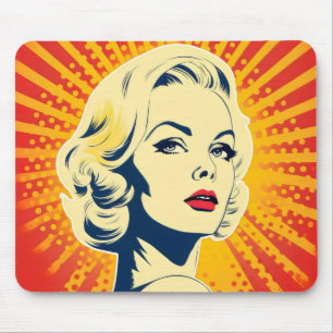Orange Pop Art Blonde Mouse Pad