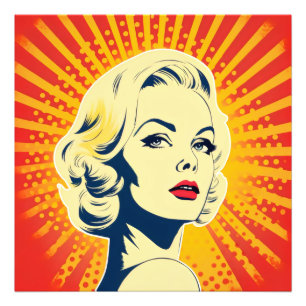 Orange Pop Art Blonde Photo Print