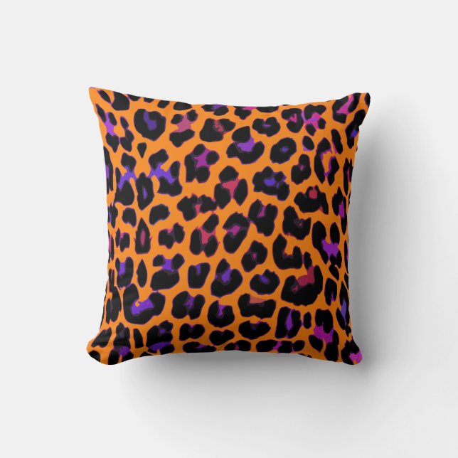 Orange Pop Leopard Print Pillows (Front)