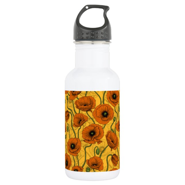 Orange Poppies 532 Ml Water Bottle (Front)