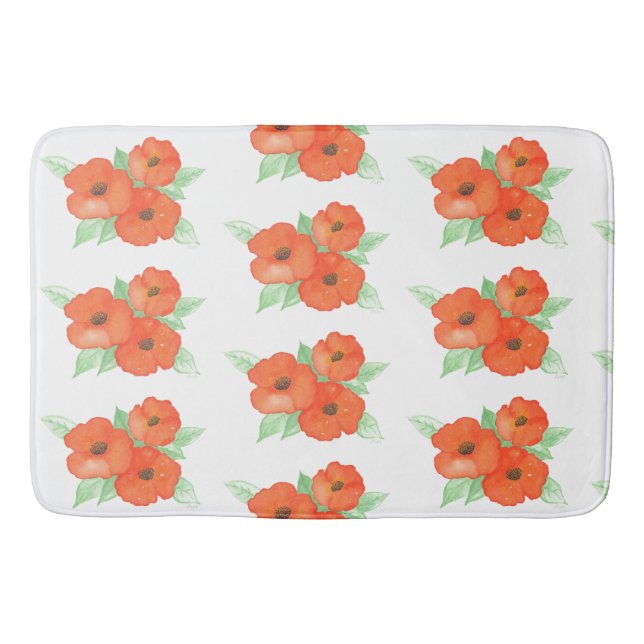 Orange Poppies Bath Mat (Front)