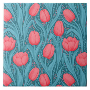 Orange Poppies Ceramic Tile