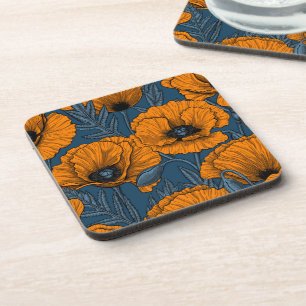 Orange poppies coaster
