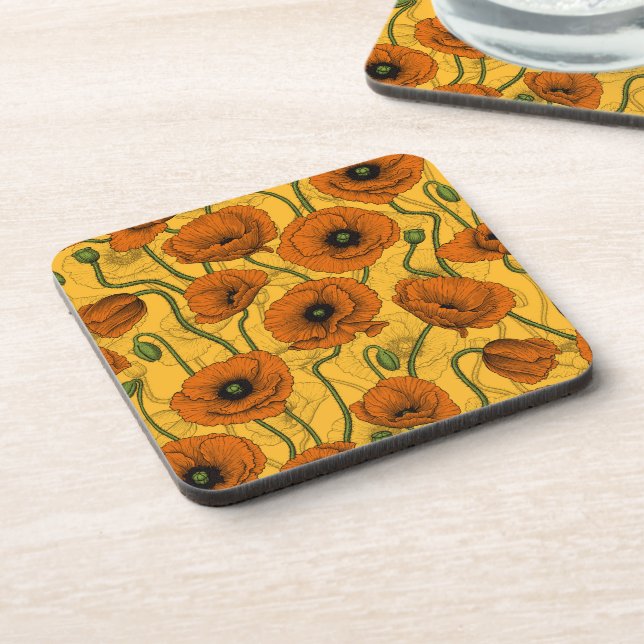 Orange Poppies Coaster (Left Side)